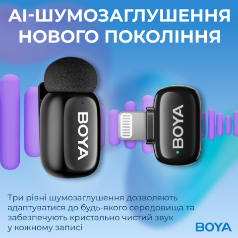 Бездротовий петличний мікрофон BOYA mini-16 Lightning Black Купити в Україні