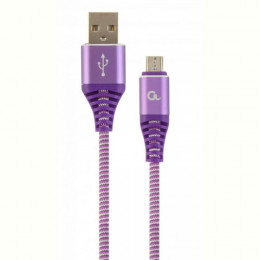 Кабель Cablexpert (CC-USB2B-AMmBM-2M-PW) USB 2.0 A - microUSB, 2.1А, преміум, 2м, фіолетовий