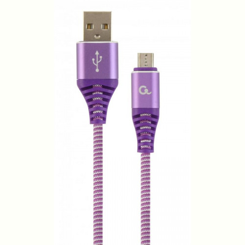 Кабель Cablexpert (CC-USB2B-AMmBM-2M-PW) USB 2.0 A - microUSB, 2.1А, преміум, 2м, фіолетовий