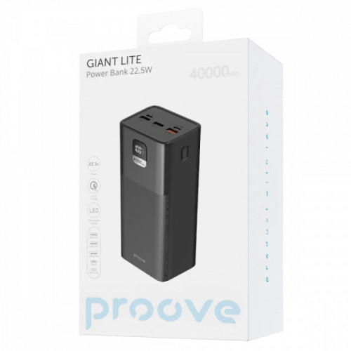 Універсальна батарея Proove Giant Lite 40000mAh (22.5W) Black (PBGI20312201) Купити в Україні