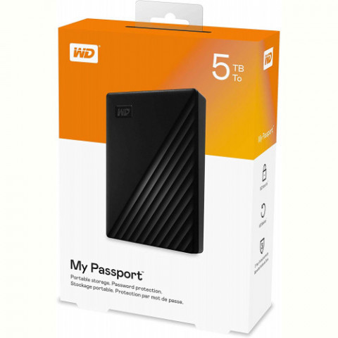 Зовнішній жорсткий диск 2.5" USB 5.0TB WD My Passport Black (WDBPKJ0050BBK-WESN)_Bulk