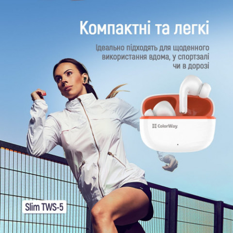 Bluetooth-гарнітура СolorWay Slim TWS-5 Earbuds White (CW-TWS5WT)