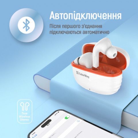 Bluetooth-гарнітура СolorWay Slim TWS-5 Earbuds White (CW-TWS5WT)