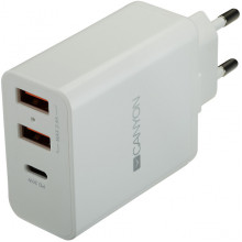 Мережевий зарядний пристрій Canyon (2USB, 2.4A) White (CNE-CHA08W)