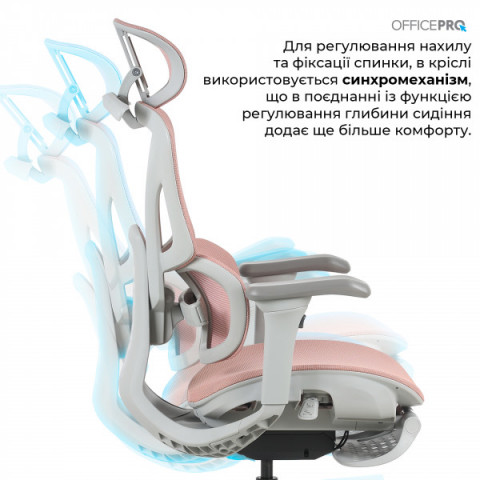 Крісло офісне OfficePro Elite OC950GLP Gray/Light Pink Купити в Україні