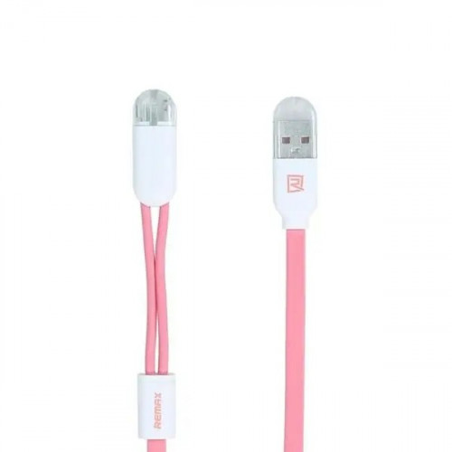 Кабель Remax RC-025t Gemini Lightning/microUSB, 1м Pink (6954851251286)