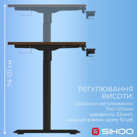 Комп’ютерний стіл з електрорегулюванням висоти Sihoo D05 1.4m Walnut/Black (D05-104/D05-107) Купити в Україні