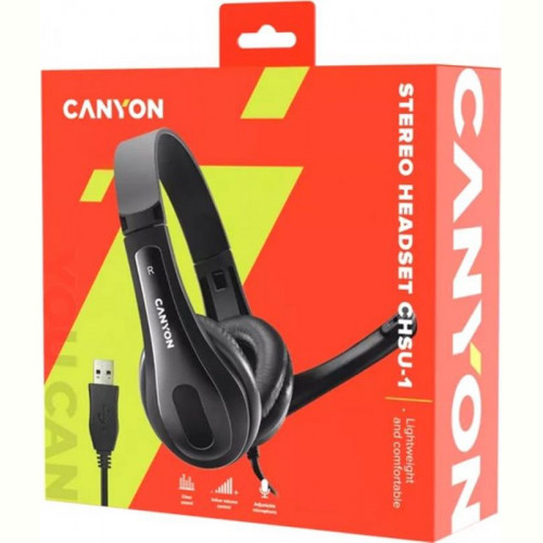 Гарнітура Canyon CHSU-1 USB Black (CNS-CHSU1B)