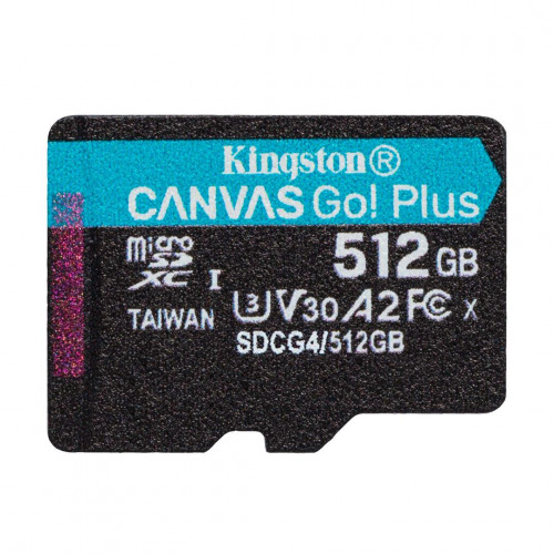Карта пам`яті MicroSDXC 512GB UHS-I/U3 Class 10 Kingston Canvas Go! Plus R200/W160MB/s (SDCG4/512GBSP)