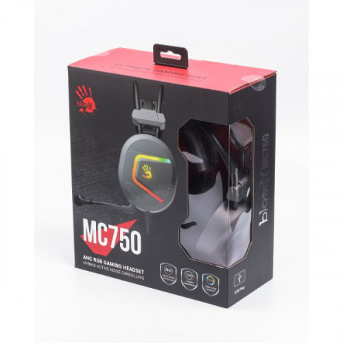 Гарнітура ігрова Bloody MC750 Bloody з підсвічуванням, USB, колір сірий