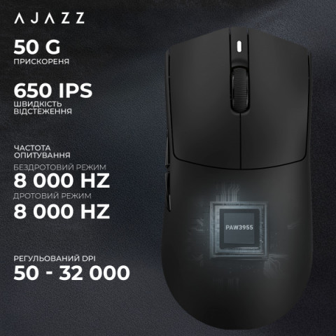 Бездротова миша Ajazz AJ139 Near Link V3 Pro+ Black (AJ139-NL-V3-PRO-B) Купити в Україні