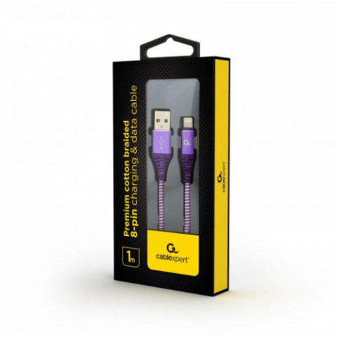 Кабель Cablexpert (CC-USB2B-AMLM-1M-BW2) USB 2.0 A - Lightning, преміум, 1м, фіолетовий