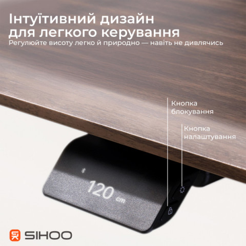 Комп’ютерний стіл з електрорегулюванням висоти Sihoo D07 1.8m Walnut/Black (D07A-101/D07J-101-AB/D07-P) Купити в Україні