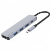 Type-C-Хаб Proove Iron Link 5 in 1 (3*USB3.0 + Type C + HDMI) silver Купити в Україні