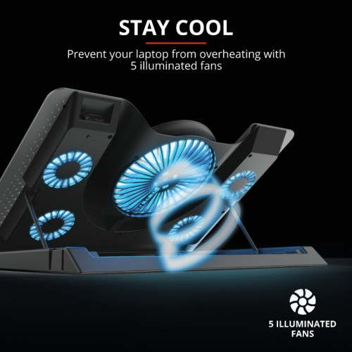 Охолоджуюча підставка для ноутбука Trust GXT 1125 Quno Blue LED 17.3" Black (23581)