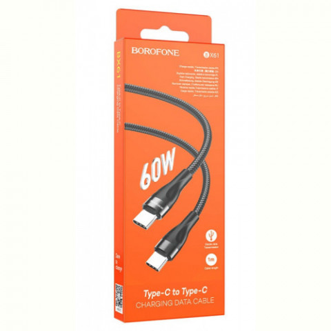 Кабель Borofone BX61 USB-USB Type-C, 60W, 1м Black (BX61CCB)