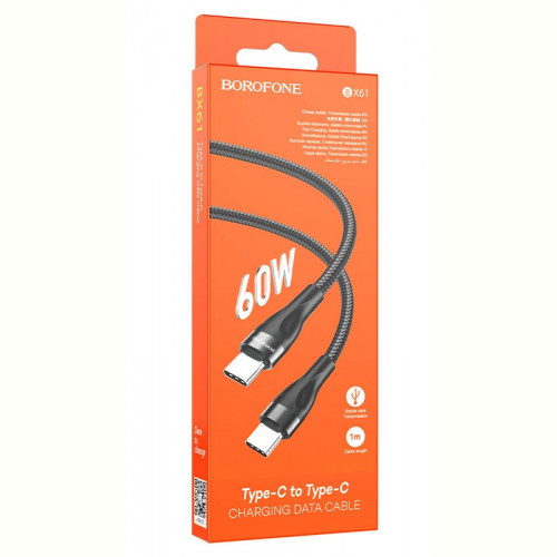 Кабель Borofone BX61 USB-USB Type-C, 60W, 1м Black (BX61CCB)