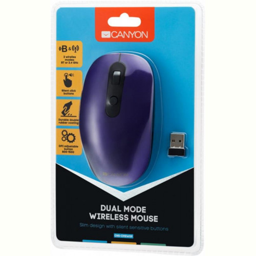 Миша Bluetooth+Wireless Canyon CNS-CMSW09V Violet USB