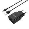 Зарядний пристрій Borofone BA19A Nimble (1USB, 1А) Black (BA19AMB) + кабель MicroUSB