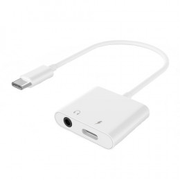 Адаптер Cablexpert USB Type-C - 3.5 мм/USB Type-C (M/F), 0.1 м, White (A-CM-3.5FP-01)