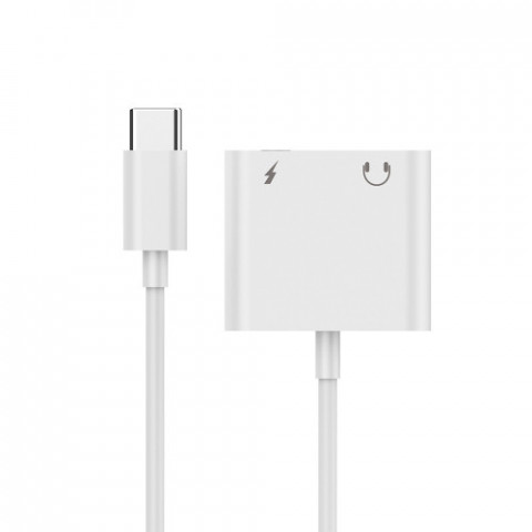 Адаптер Cablexpert USB Type-C - 3.5 мм/USB Type-C (M/F), 0.1 м, White (A-CM-3.5FP-01)