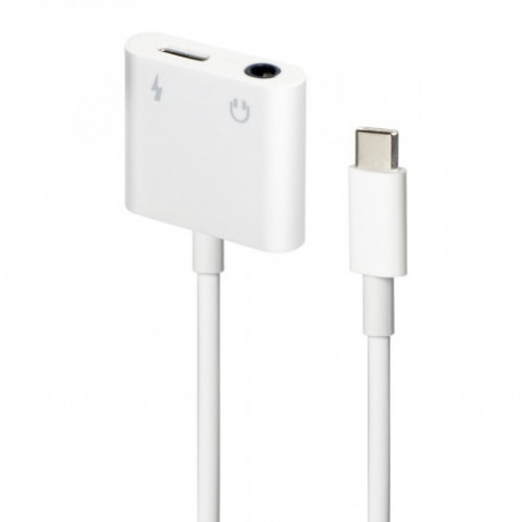 Адаптер Cablexpert USB Type-C - 3.5 мм/USB Type-C (M/F), 0.1 м, White (A-CM-3.5FP-01)