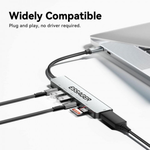 USB-хаб Essager QingHong 7 in 1 USB-C Hub (EHB07-QH0G-Z)