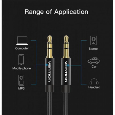 Кабель Vention 3.5 мм - 3.5 мм (M/M), 1 м, Black (BAGBF)