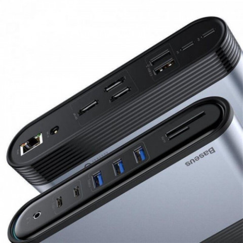 Концентратор USB-C Baseus Multifunctional Working Station Adapter Dark Gray (CAHUB-BG0G)