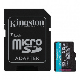 Карта пам`яті MicroSDXC   512GB UHS-I/U3 Class 10 Kingston Canvas Go! Plus R200/W160MB/s + SD-адаптер (SDCG4/512GB)