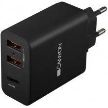 Мережевий зарядний пристрій Canyon 3xUSB with Smart IC Black (CNE-CHA08B)