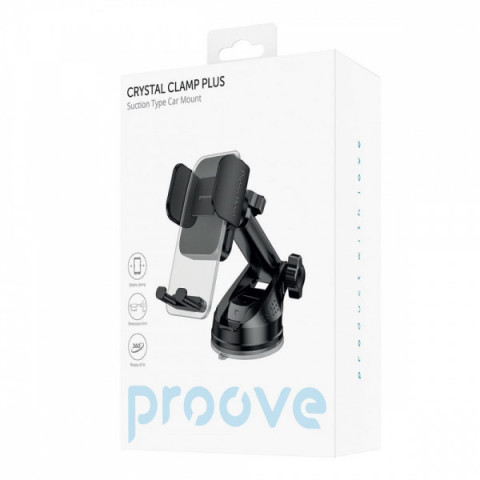 Автомобільний тримач Proove Crystal Clamp Plus Suction Type Car Mount black Купити в Україні