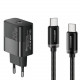Мережевий зарядний пристрій Essager Travel Charger 20W USB-C Black (E20JSB1-SYTT1-T) + кабель USB Type-C