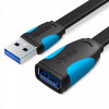 Подовжувач Vention Flat USB-USB 2 m, Black (VAS-A13-B200)