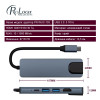 Мережевий адаптер USB-C ProLogix (PR-WUC-103B) 5 in 1 USB3.1 Type C to HDMI+2*USB3.0+USB C PD+Lan