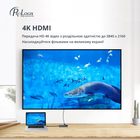 Мережевий адаптер USB-C ProLogix (PR-WUC-103B) 5 in 1 USB3.1 Type C to HDMI+2*USB3.0+USB C PD+Lan