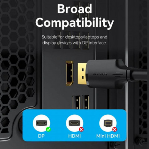 Кабель Vention DisplayPort - DisplayPort (M/M), 1.5 м, Black (HAKBG)