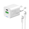 Мережевий зарядний пристрій ColorWay GaN Mini 30W PD Port PPS USB (Type-C PD + USB QC4.0) White (CW-CHS053PDC-WT) + кабель USB Type-C