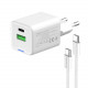 Мережевий зарядний пристрій ColorWay GaN Mini 30W PD Port PPS USB (Type-C PD + USB QC4.0) White (CW-CHS053PDC-WT) + кабель USB Type-C