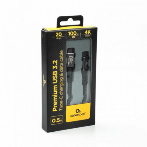 Кабель Cablexpert USB Type-C - USB Type-C (M/М), 100 Вт, 0.5 м, чорний (CCBP-USB3-CMCM100-0.5M)