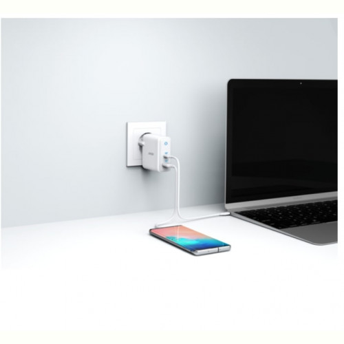 Мережевий зарядний пристрій Anker PowerPort+ Atom III White, 45W USB Type-C + 15 W USB (A2322G21)