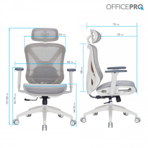 Крісло офісне Officepro Atlas OC630-W-LG-LG Купити в Україні