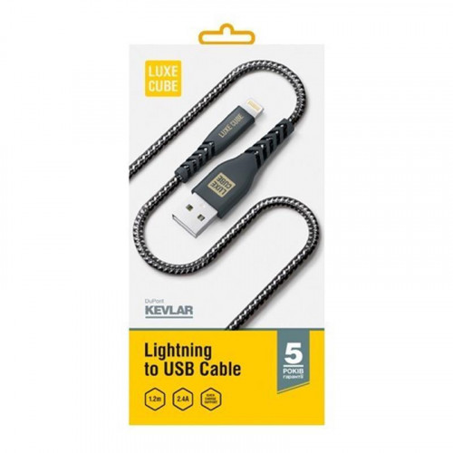 Кабель Luxe Cube Kevlar USB-Lightning, 1.2м, чорний (8886668686440)