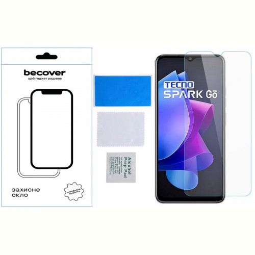 Захисне скло BeCover для Tecno Spark Go 2023 (BF7) Crystal Clear Glass 3D (709263)