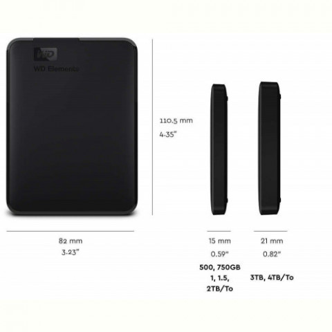 Зовнішній жорсткий диск 2.5" USB 4.0TB WD Elements Portable Black (WDBU6Y0040BBK-WESN)_Bulk