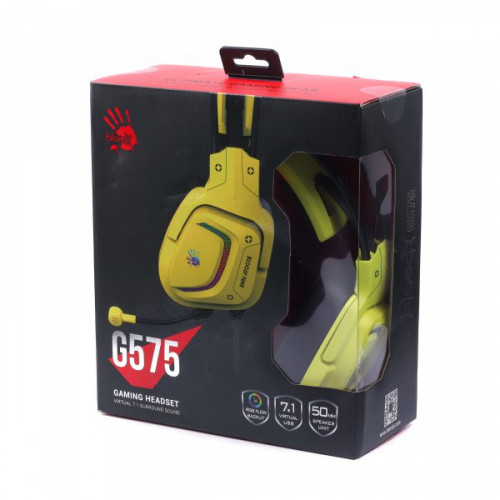 Гарнітура ігрова Bloody G575 Punk Yellow з підсвічуванням, USB