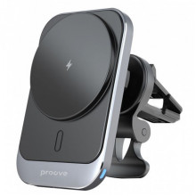 Автомобільний тримач з Бездротовим ЗП Proove Square Magnetic Pro 15W metal gray