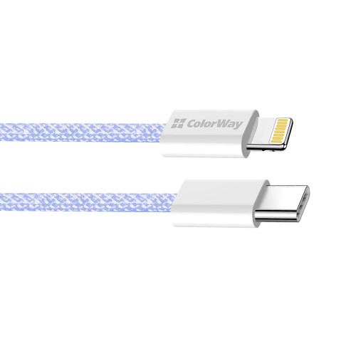 Кабель ColorWay Lightning + USB Type-C (M/M), 3.0 А, 1 м, Purple (CW-CBPDCL061-PU)