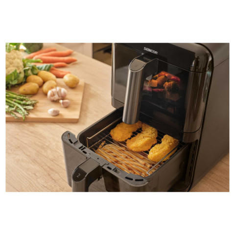 Мультипіч Sencor Dual Vita Fryer, 3000Вт, чаша-5.8+5.8л, сенсорне керув., 2 чаши, з віконцем, гриль, пластик, чорний