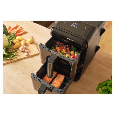 Мультипіч Sencor Dual Vita Fryer, 3000Вт, чаша-5.8+5.8л, сенсорне керув., 2 чаши, з віконцем, гриль, пластик, чорний